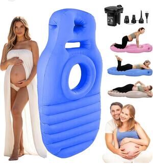 NEW Blue Inflatable Pregnancy Pillow  67" x 30" with Air Pump Included